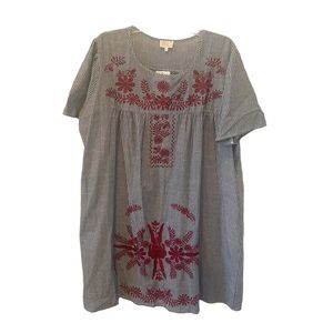 Layerz Dress. Crimson Embroidered. Dark Denim Pinstripe. GameDay. Plus 2X NWT